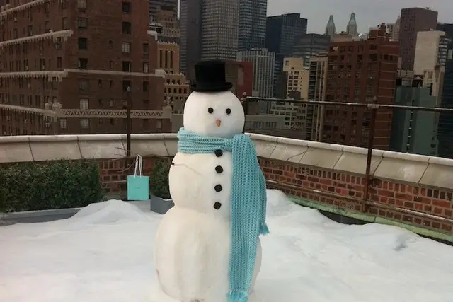 Snow on a Midtown rooftop  